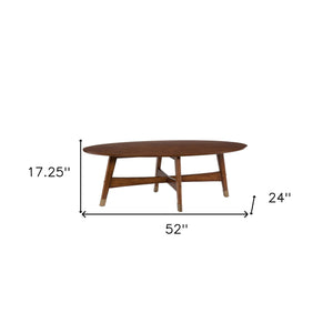 52" Brown Solid Wood With Iron Coffee Table - Montana Home & Kitchen Co.