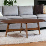 52" Brown Solid Wood With Iron Coffee Table - Montana Home & Kitchen Co.