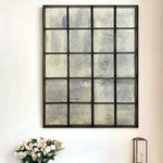 54" Antiqued Metal and Antiqued Glass Multi Pane Framed Accent Mirror - Montana Home & Kitchen Co.