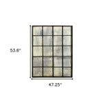 54" Antiqued Metal and Antiqued Glass Multi Pane Framed Accent Mirror - Montana Home & Kitchen Co.