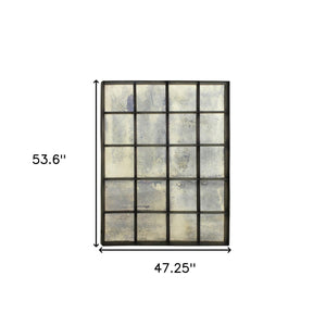 54" Antiqued Metal and Antiqued Glass Multi Pane Framed Accent Mirror - Montana Home & Kitchen Co.