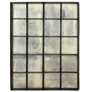 54" Antiqued Metal and Antiqued Glass Multi Pane Framed Accent Mirror - Montana Home & Kitchen Co.