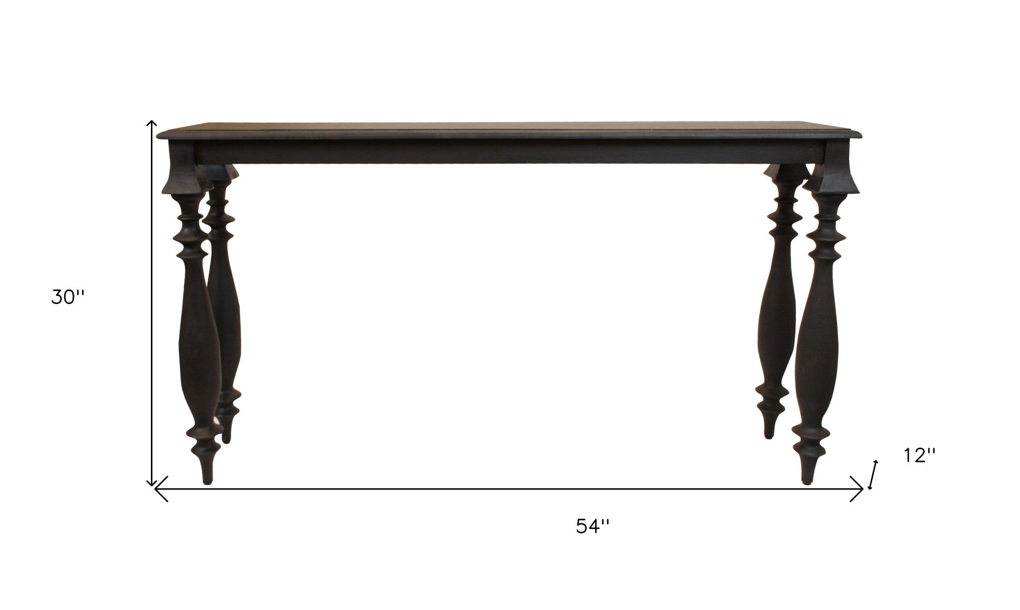 54" Black Solid Wood Distressed Console Table - Montana Home & Kitchen Co.