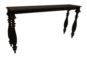 54" Black Solid Wood Distressed Console Table - Montana Home & Kitchen Co.