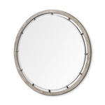 54" Brown Wood and Metal Round Framed Accent Mirror - Montana Home & Kitchen Co.