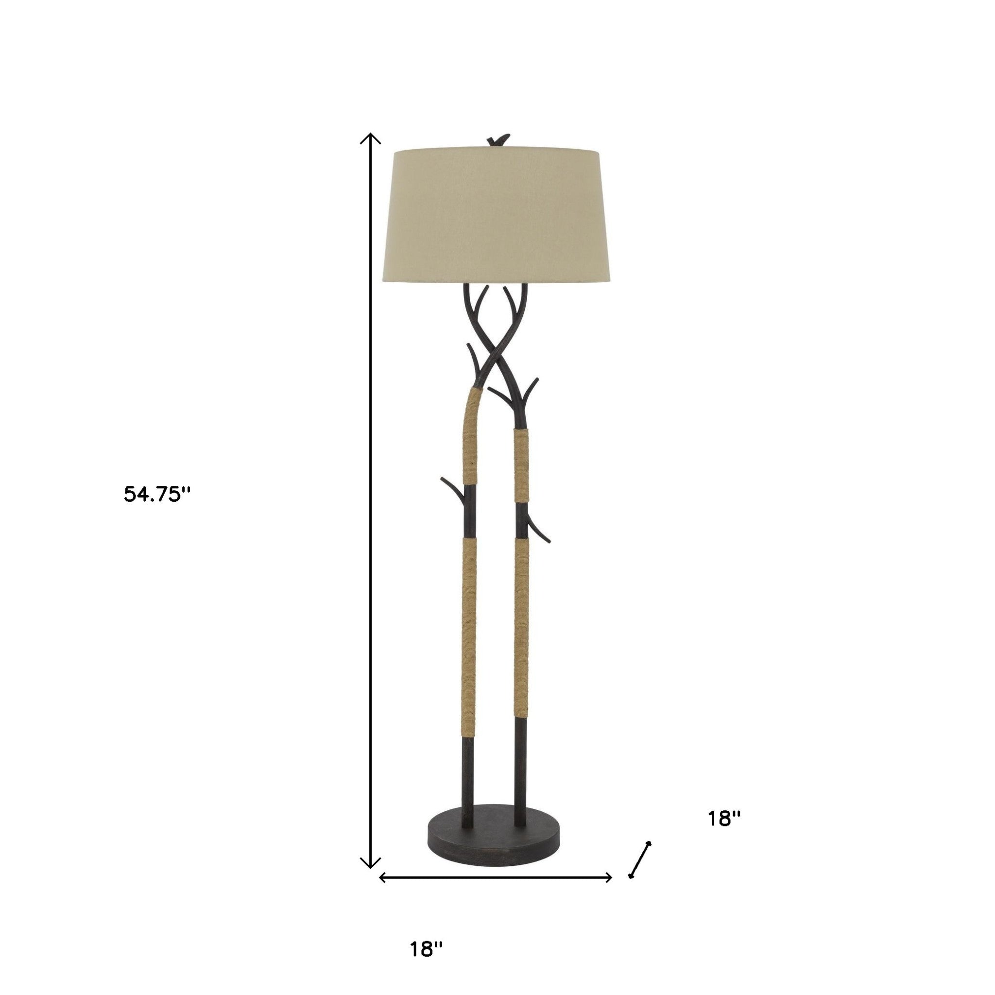 55" Black Traditional Shaped Floor Lamp With Tan Rectangular Shade - Montana Home & Kitchen Co.