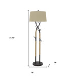 55" Black Traditional Shaped Floor Lamp With Tan Rectangular Shade - Montana Home & Kitchen Co.