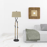 55" Black Traditional Shaped Floor Lamp With Tan Rectangular Shade - Montana Home & Kitchen Co.