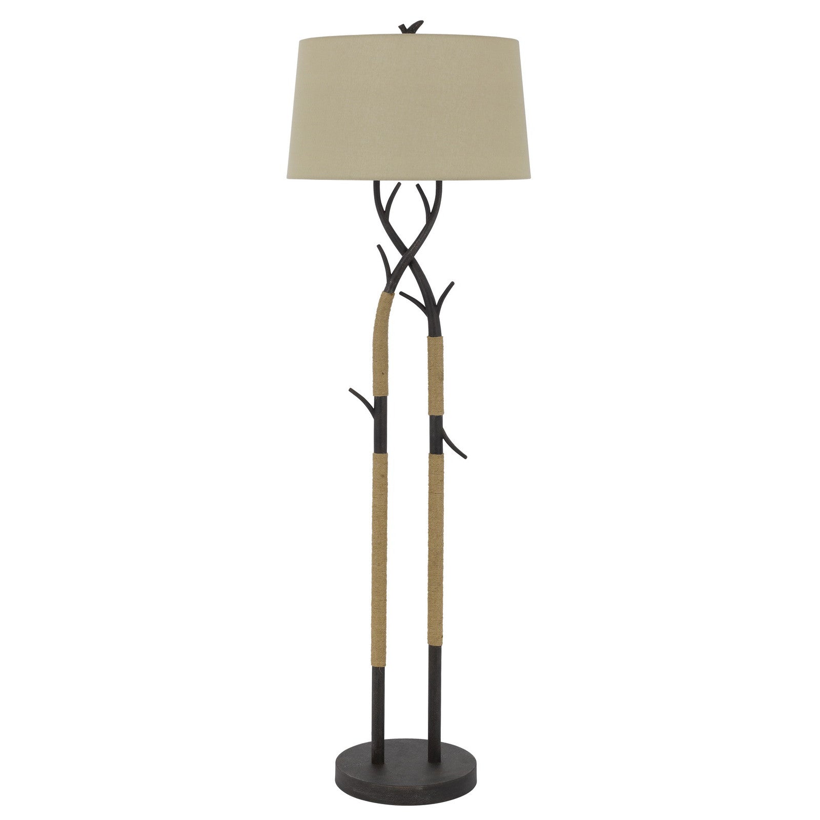 55" Black Traditional Shaped Floor Lamp With Tan Rectangular Shade - Montana Home & Kitchen Co.