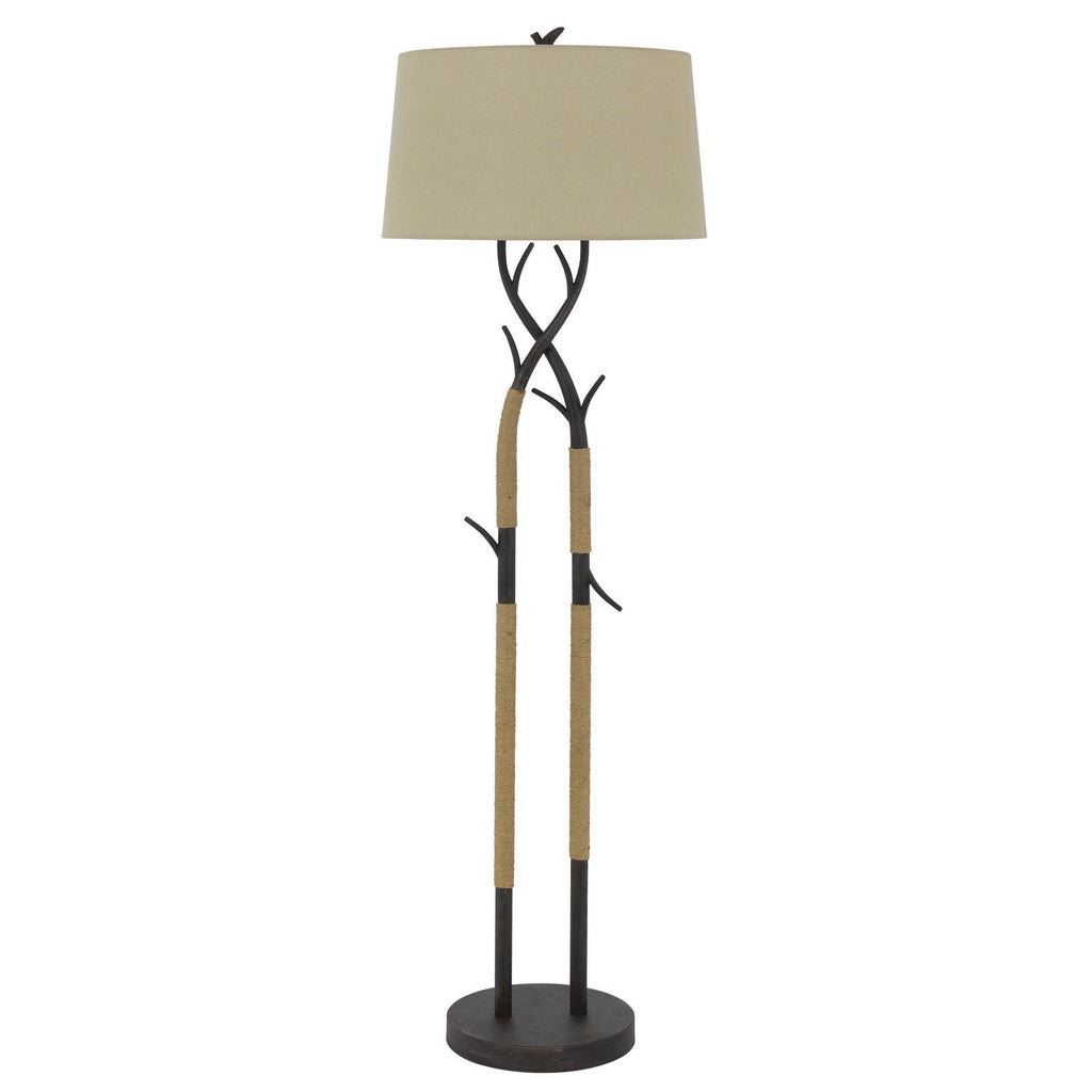 55" Black Traditional Shaped Floor Lamp With Tan Rectangular Shade - Montana Home & Kitchen Co.