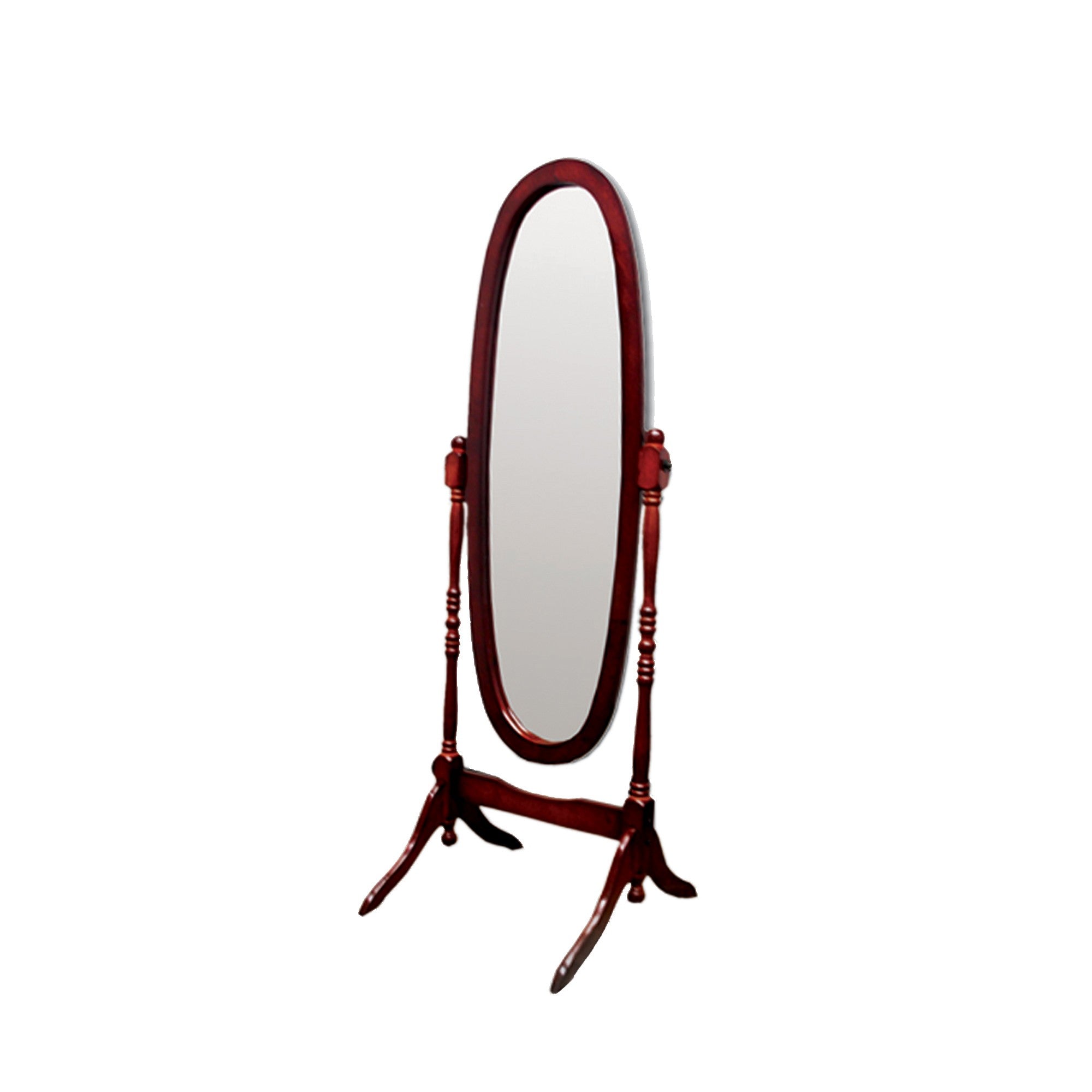 59" Brown Cherry Oval Framed Cheval Standing Mirror - Montana Home & Kitchen Co.