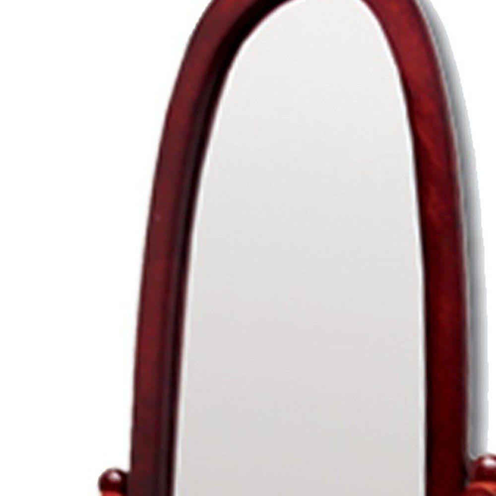 59" Brown Cherry Oval Framed Cheval Standing Mirror - Montana Home & Kitchen Co.