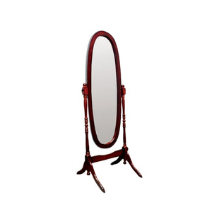 59" Brown Cherry Oval Framed Cheval Standing Mirror - Montana Home & Kitchen Co.