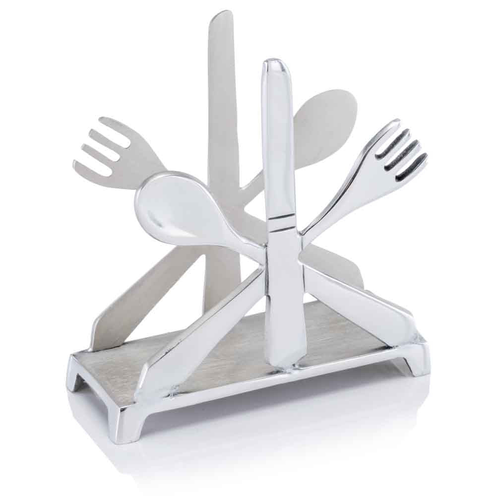 6" Aluminum Cutlery Design Free Standing Napkin Holder - Montana Home & Kitchen Co.