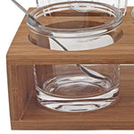 6 Mouth Blown Crystal Jam Set With 3 Glass Jars And Spoons On A Wood Stand - Montana Home & Kitchen Co.