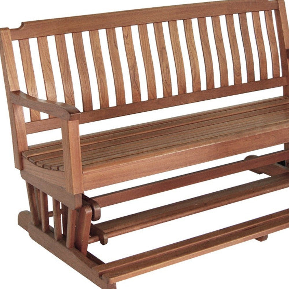 60" Brown Solid Teak Outdoor Glider Bench - Montana Home & Kitchen Co.