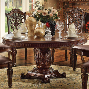 60" Brown Solid Wood Pedestal Base Dining Table - Montana Home & Kitchen Co.