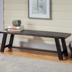 60" Gray And Dark Brown Distressed Wood Dining Bench - Montana Home & Kitchen Co.