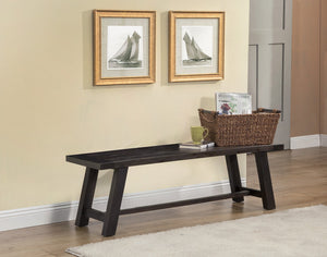 60" Gray And Dark Brown Distressed Wood Dining Bench - Montana Home & Kitchen Co.