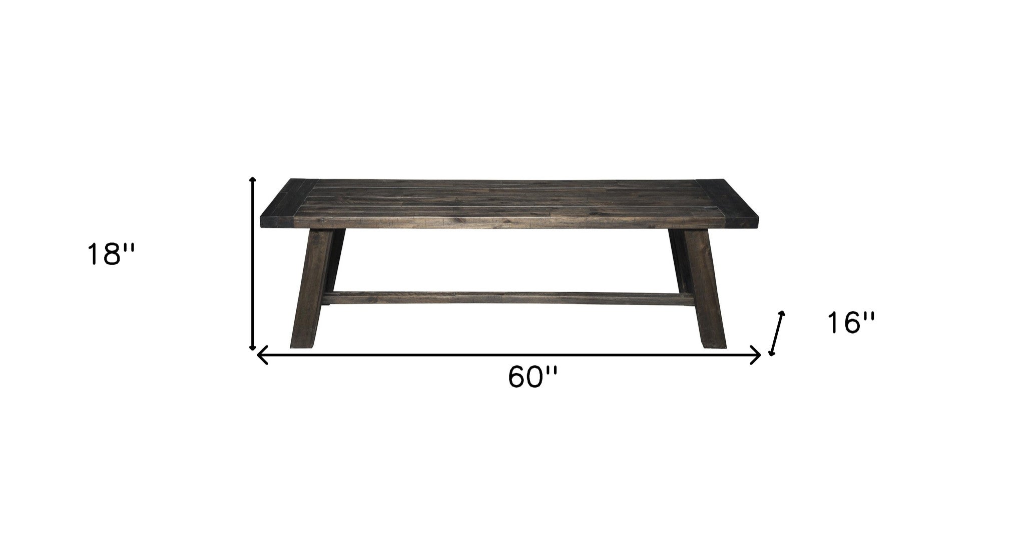 60" Gray And Dark Brown Distressed Wood Dining Bench - Montana Home & Kitchen Co.