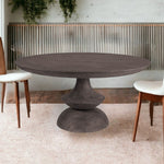 60" Gray Rounded Solid Wood Pedestal Base Dining Table - Montana Home & Kitchen Co.