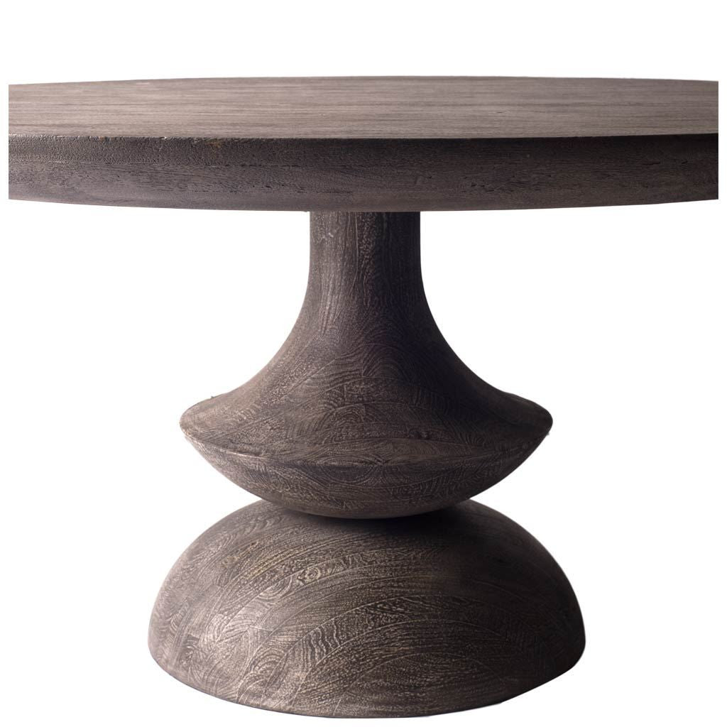 60" Gray Rounded Solid Wood Pedestal Base Dining Table - Montana Home & Kitchen Co.