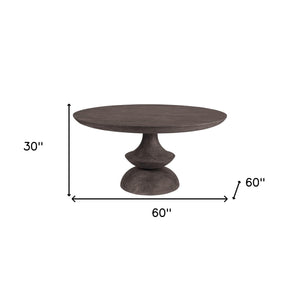 60" Gray Rounded Solid Wood Pedestal Base Dining Table - Montana Home & Kitchen Co.