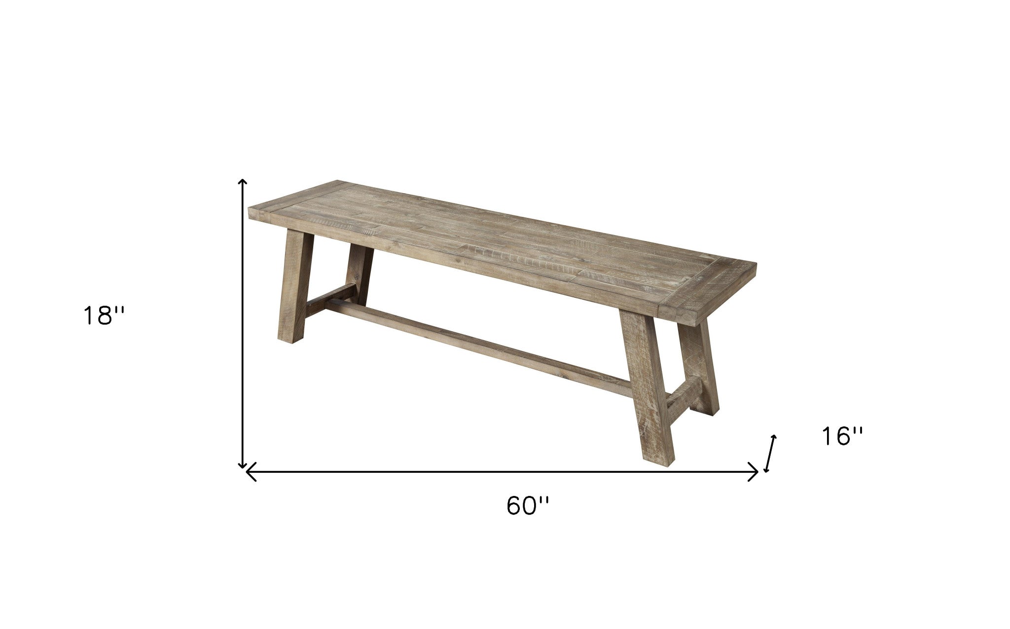 60" Natural And Brown Distressed Solid Wood Dining bench - Montana Home & Kitchen Co.