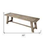 60" Natural And Brown Distressed Solid Wood Dining bench - Montana Home & Kitchen Co.