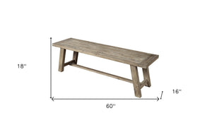 60" Natural And Brown Distressed Solid Wood Dining bench - Montana Home & Kitchen Co.