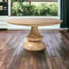 60" Natural Rounded Solid Wood Pedestal Base Dining Table - Montana Home & Kitchen Co.