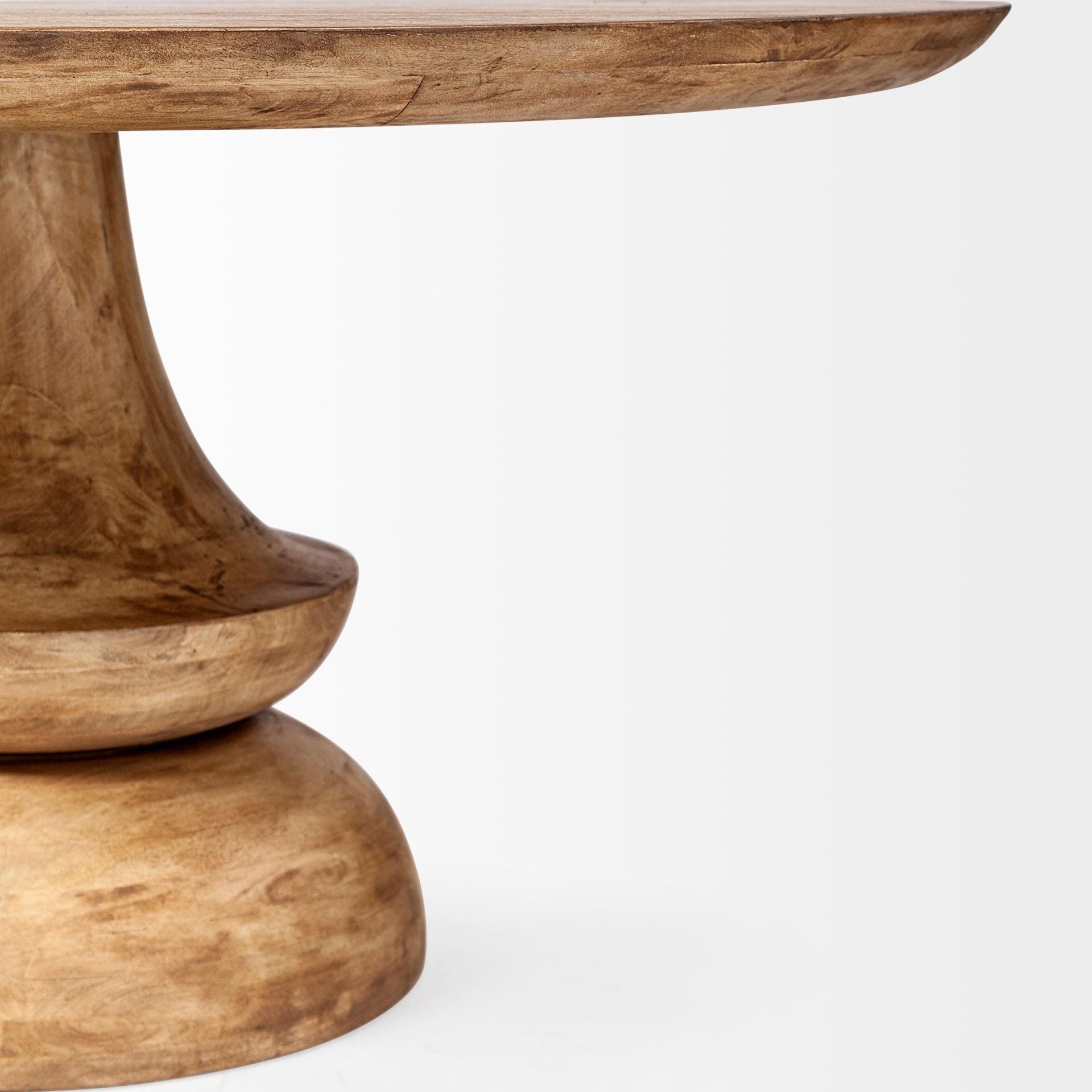 60" Natural Rounded Solid Wood Pedestal Base Dining Table - Montana Home & Kitchen Co.