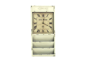 60" Off White Vintage Look Magazine Rack With Clock - Montana Home & Kitchen Co.