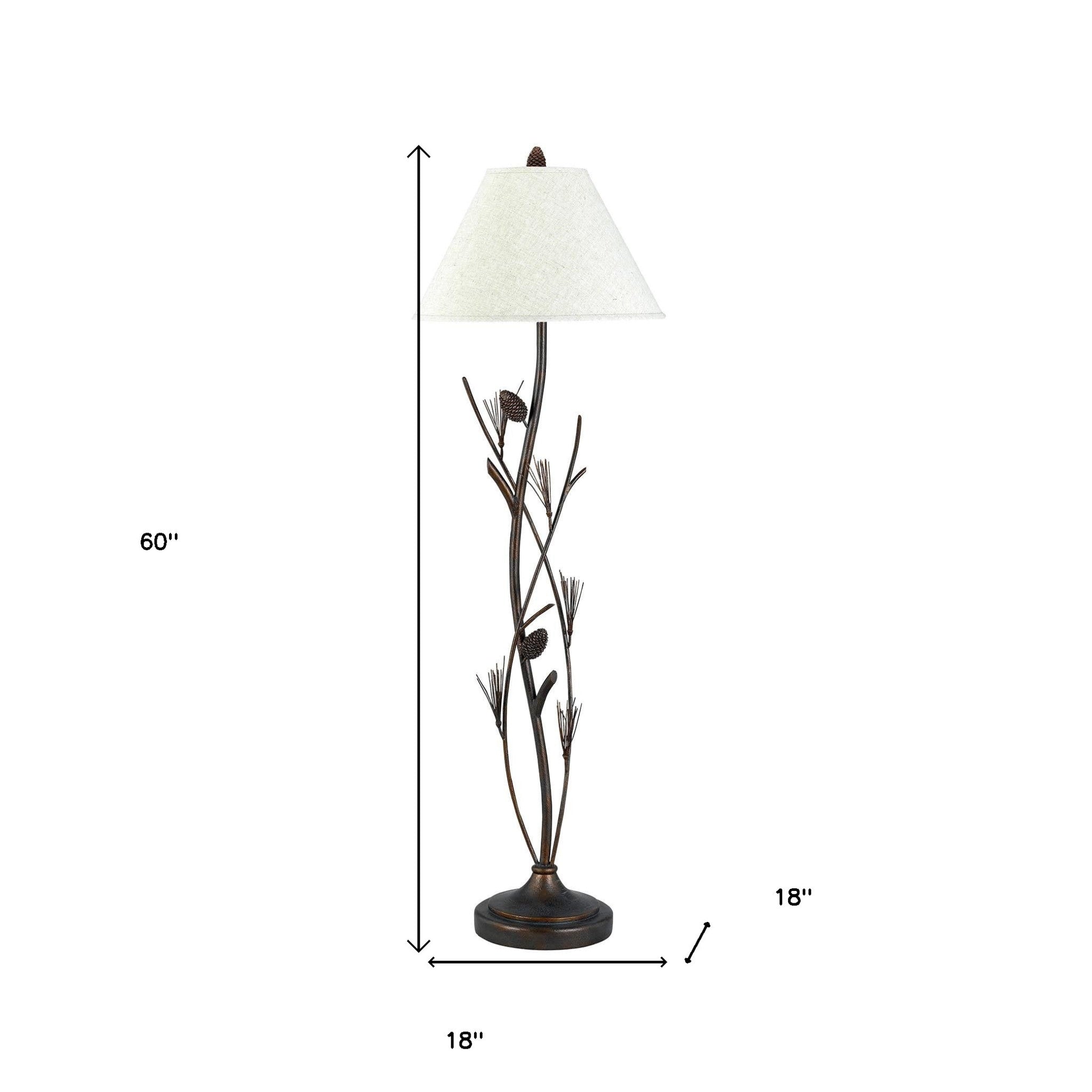 60" Rusted Traditional Shaped Floor Lamp With Brown Empire Shade - Montana Home & Kitchen Co.