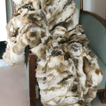 60" X 50" Tan Knitted Rabbit Fur Animal Print Throw Blanket - Montana Home & Kitchen Co.