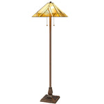 62" Brown Two Light Beige And Brown Geometric Stained Glass Floor Lamp - Montana Home & Kitchen Co.