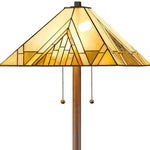 62" Brown Two Light Beige And Brown Geometric Stained Glass Floor Lamp - Montana Home & Kitchen Co.