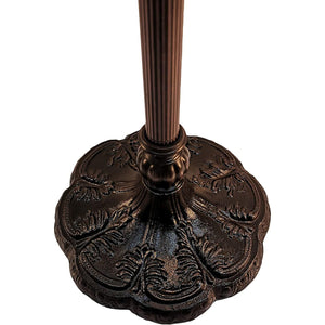 62" Brown Two Light Traditional Shaped Floor Lamp With Red Flowers Stained Glass Dome Shade - Montana Home & Kitchen Co.