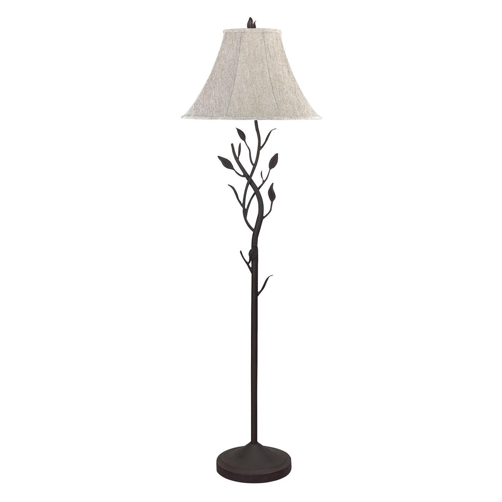 62" Grey Traditional Shaped Floor Lamp With Brown Bell Shade - Montana Home & Kitchen Co.