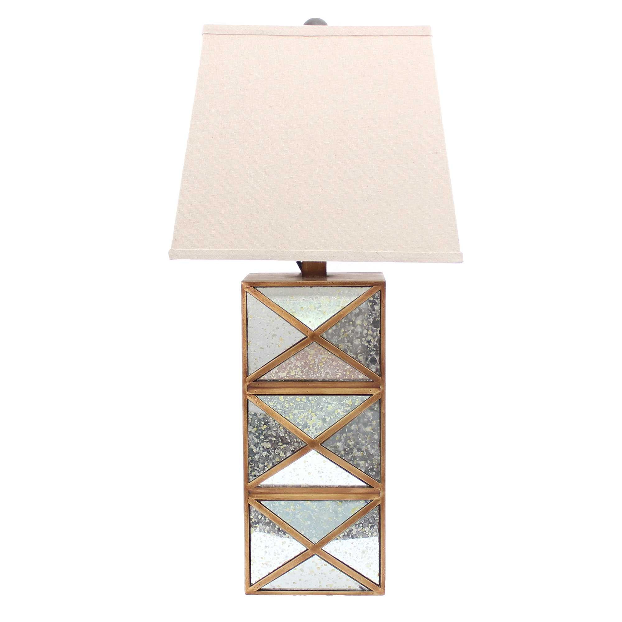 6.25 X 6.75 X 27.5 Gold Modern Illusionary Mirrored Base - Table Lamp - Montana Home & Kitchen Co.