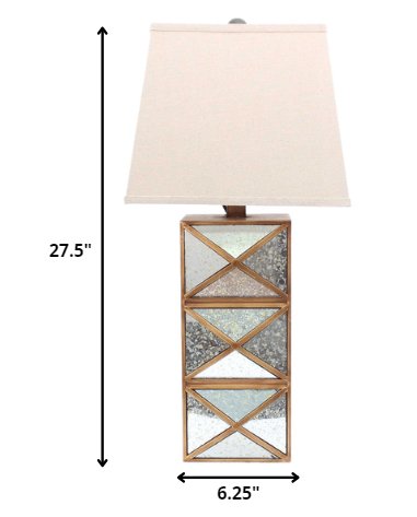 6.25 X 6.75 X 27.5 Gold Modern Illusionary Mirrored Base - Table Lamp - Montana Home & Kitchen Co.