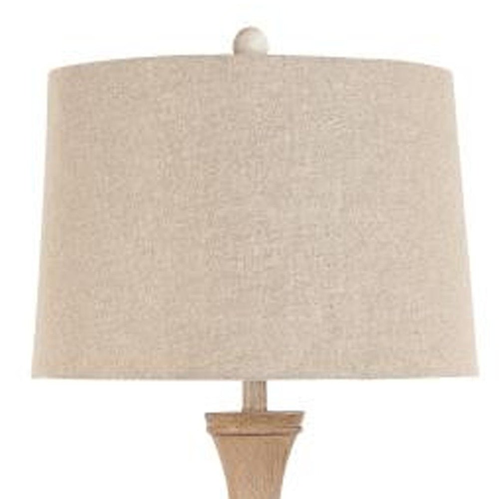 63" Distressed Brown Polyresin Curvy Body Floor Lamp With Beige Shade - Montana Home & Kitchen Co.