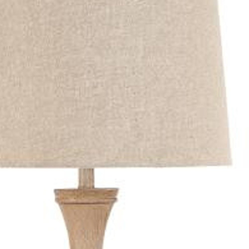 63" Distressed Brown Polyresin Curvy Body Floor Lamp With Beige Shade - Montana Home & Kitchen Co.