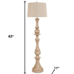 63" Distressed Brown Polyresin Curvy Body Floor Lamp With Beige Shade - Montana Home & Kitchen Co.