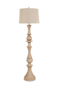 63" Distressed Brown Polyresin Curvy Body Floor Lamp With Beige Shade - Montana Home & Kitchen Co.