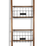 63" Natural and Black Wood And Metal Storage Shelf With Metal Baskets - Montana Home & Kitchen Co.