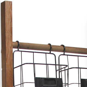 63" Natural and Black Wood And Metal Storage Shelf With Metal Baskets - Montana Home & Kitchen Co.