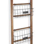 63" Natural and Black Wood And Metal Storage Shelf With Metal Baskets - Montana Home & Kitchen Co.