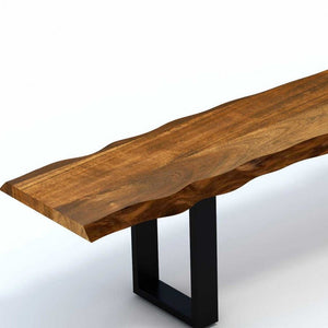 68" Brown and Black Live Edge Solid Wood Dining Bench - Montana Home & Kitchen Co.