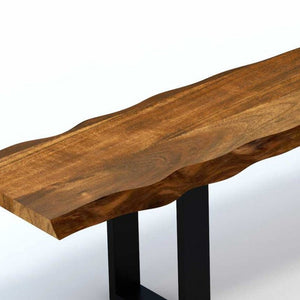 68" Brown and Black Live Edge Solid Wood Dining Bench - Montana Home & Kitchen Co.